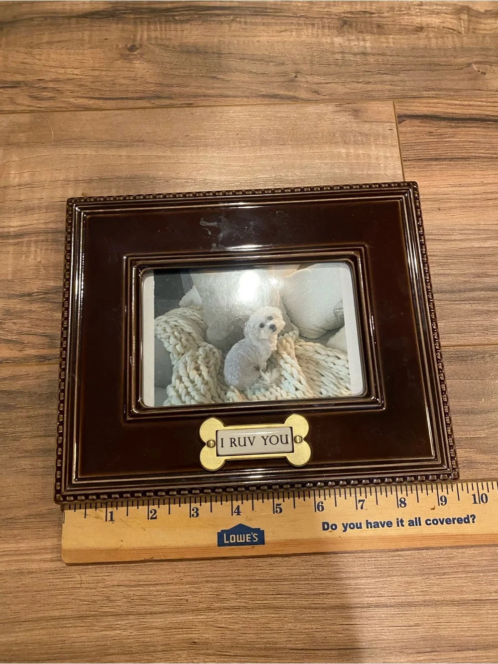 Brown Decorative Photo Frame with Gold Bone Plaque